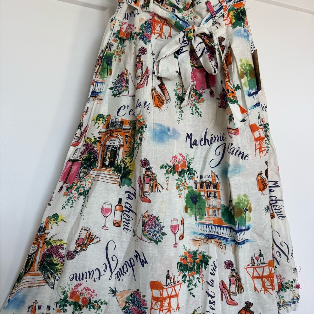 Chic Parisian A-Line Midi Skirt Size M